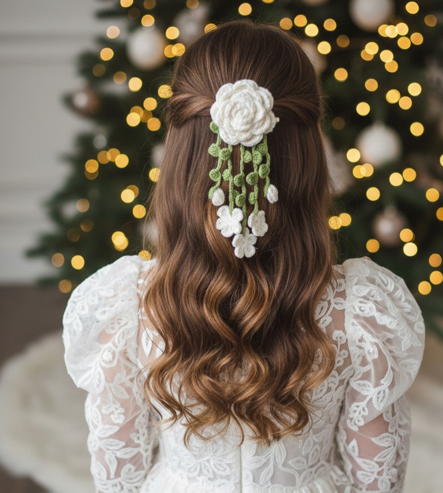 Winter Rose Drizzle  Hair clip