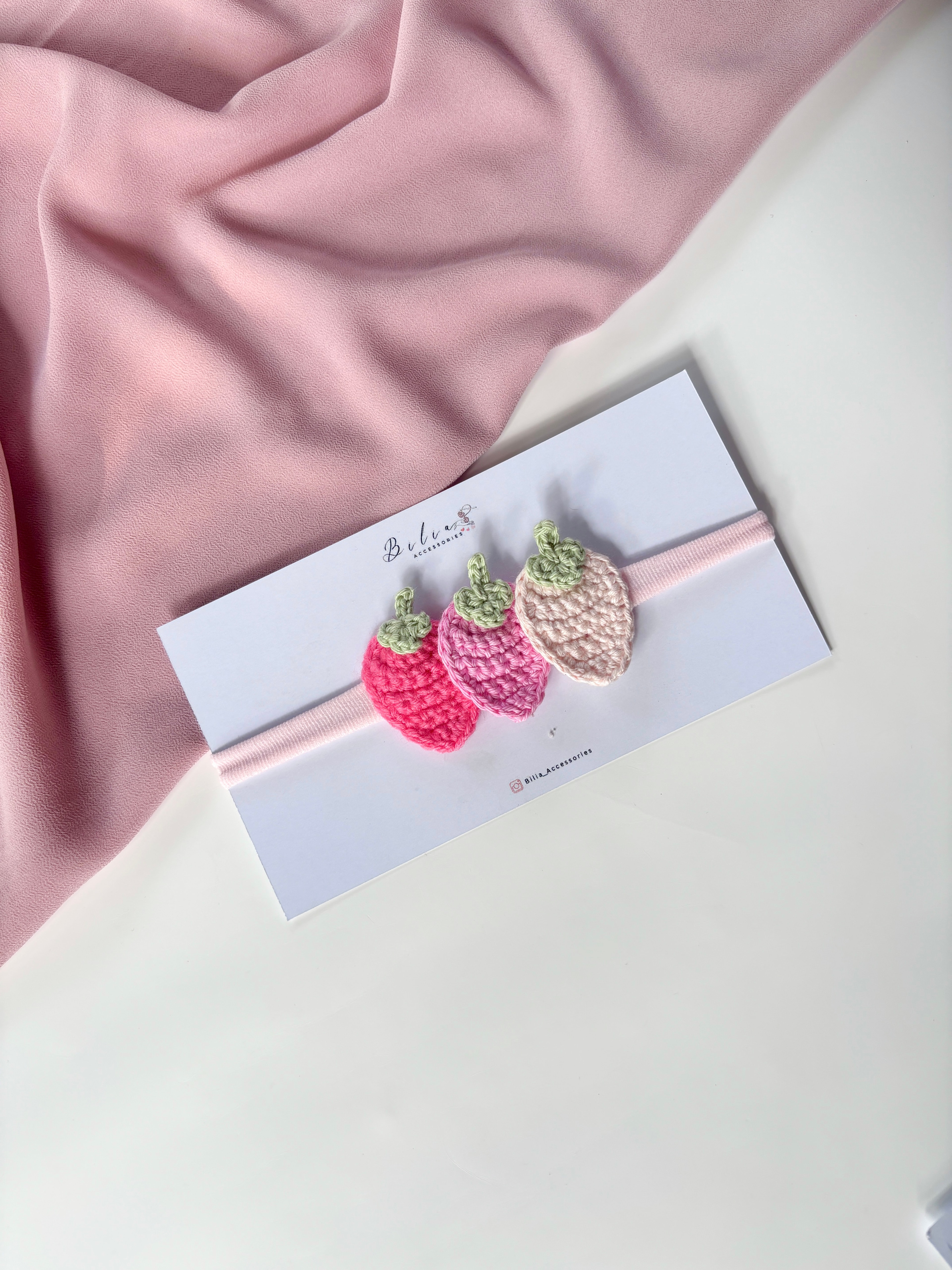 crochet strawberry trio headband