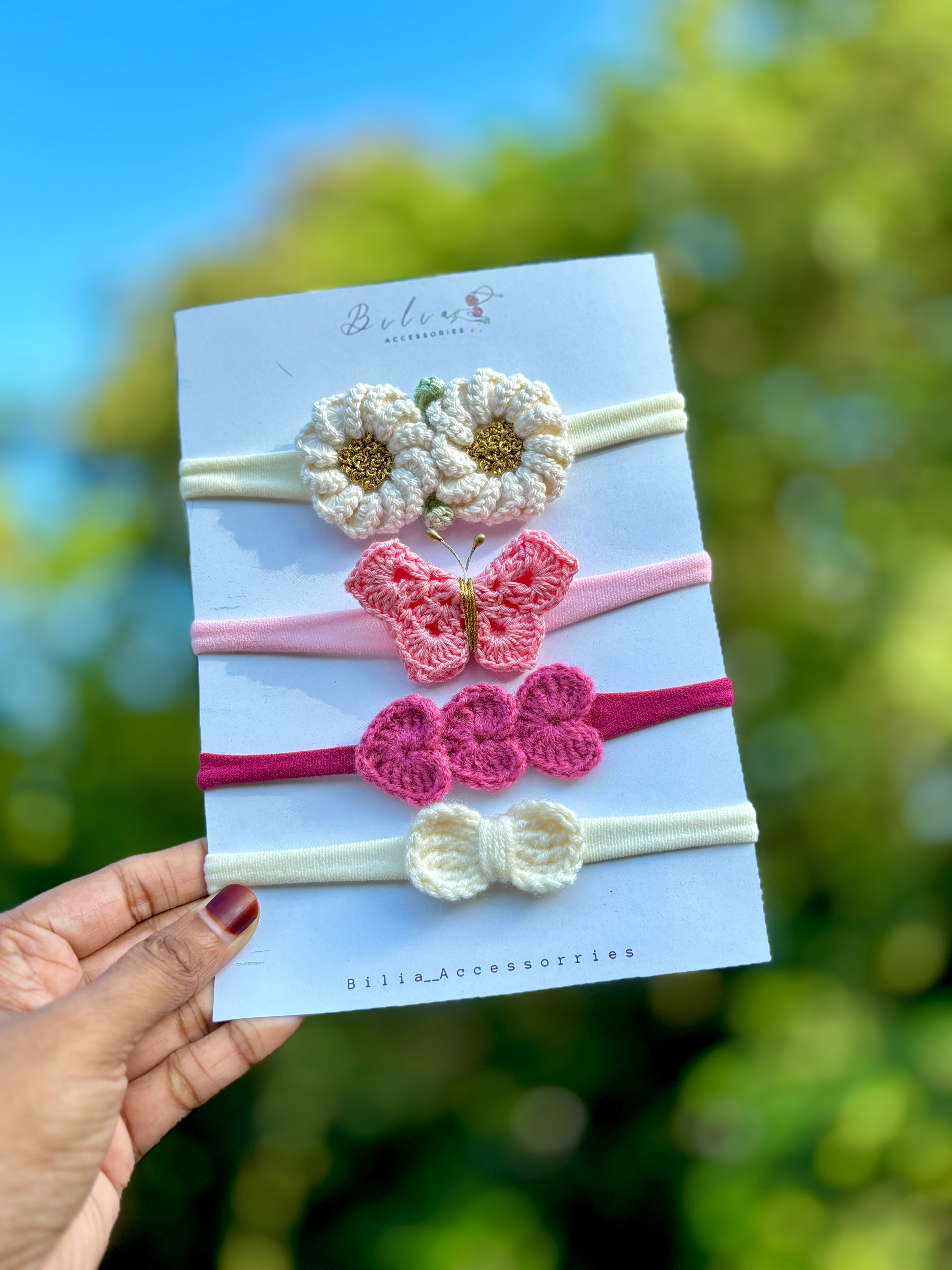 Headband combo set with pink bitterfly