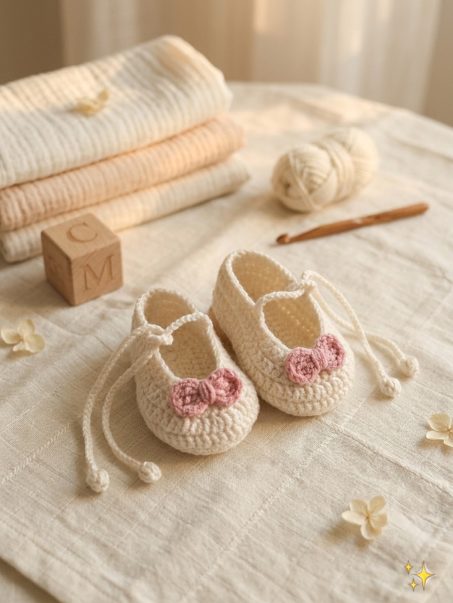 Baby bow booties