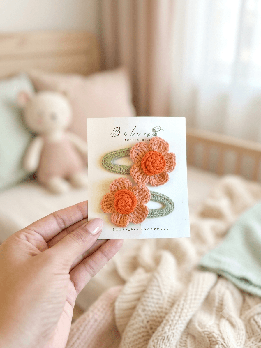 Elora Crochet Flower Clips