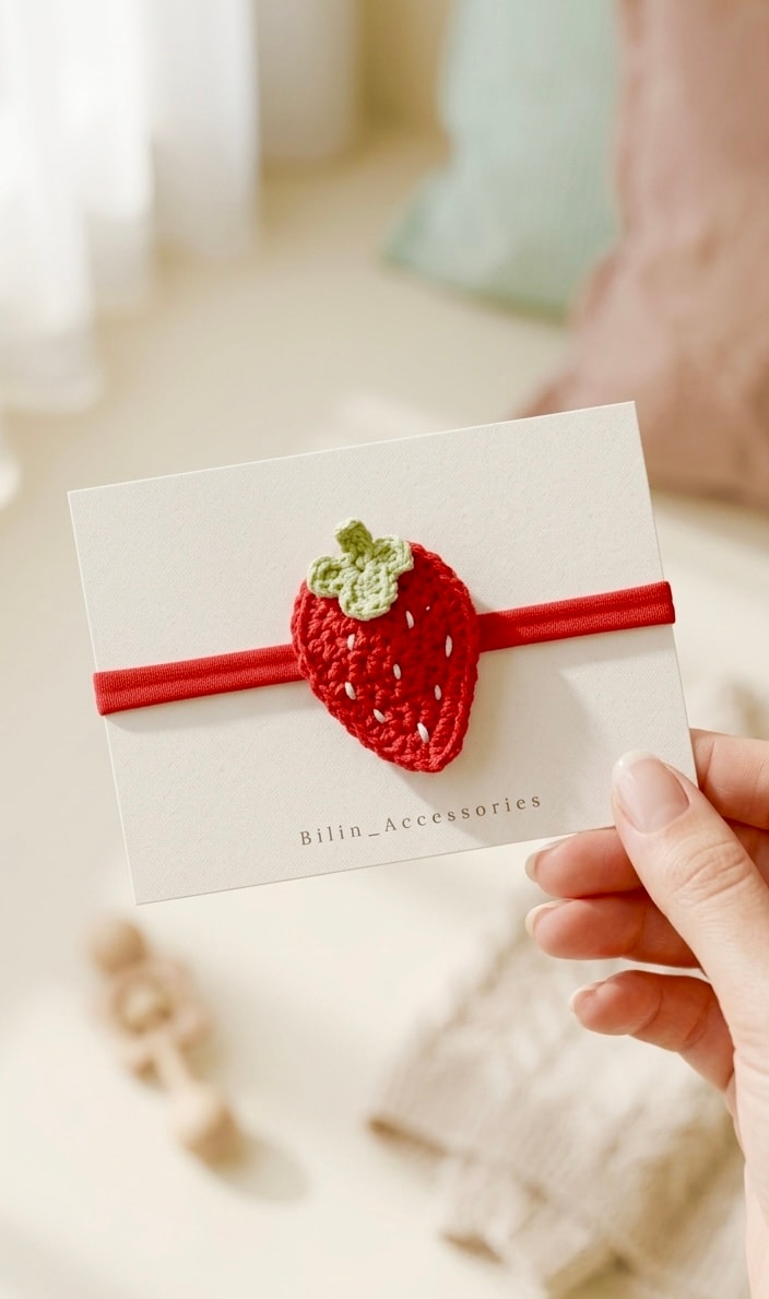 Sweet Strawberry Crochet Headband