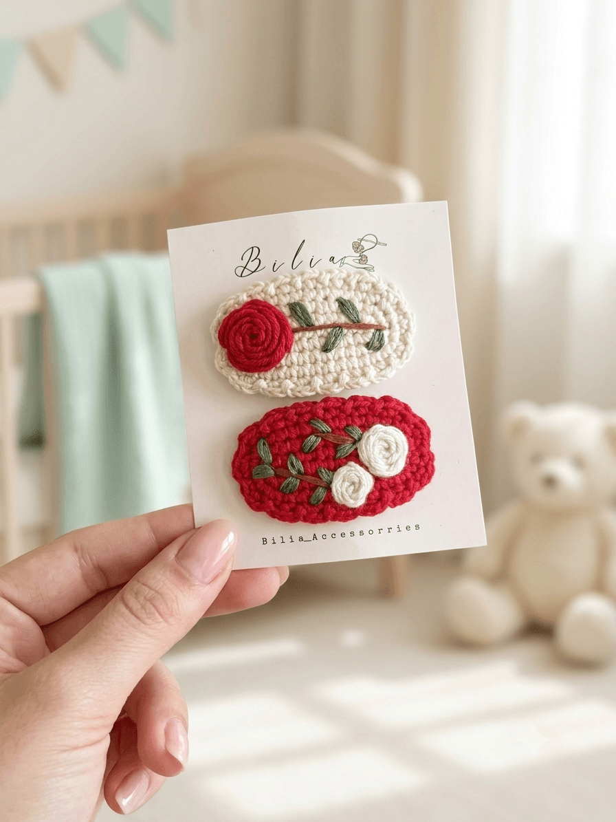 Red off white pair clips